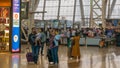 CHENNAI, TAMIL NADU, INDIA - January 14, 2018. Chennai Airport, International Terminal. Passengers go to their gate after passing