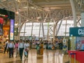 CHENNAI, TAMIL NADU, INDIA - January 14, 2018. Chennai Airport, International Terminal. Passengers wait before boarding their plan