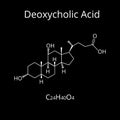 Chenodeoxycholic acid. Bile acid. Chemical molecular formula Chenodeoxycholic acid. Vector illustration on isolated