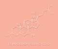 Chenodeoxycholic acid drug molecule. Skeletal formula.