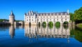 Chenonceau Castle in Loire Valley, France, panoramic view Royalty Free Stock Photo