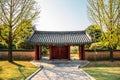 Korean traditional wooden door at Yu Gwan-sun Memorial Hall in Cheonan, Korea Royalty Free Stock Photo