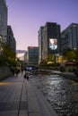 Cheonggyecheon stream downtown Seoul eveningtime