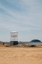 Cheongpodae beach and lifeguard tower in Taean, Korea Royalty Free Stock Photo