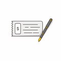 Cheque or current account with a pen cartoon illustration vector