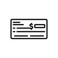 Black line icon for Cheque, bank and accounting