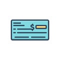 Color illustration icon for Cheque, bank and accounting