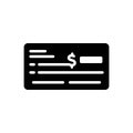 Black solid icon for Cheque, bank and accounting