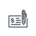 cheque icon vector from money and finance concept. Thin line illustration of cheque editable stroke. cheque linear sign for use on Royalty Free Stock Photo