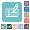 Cheque signing outline rounded square flat icons Royalty Free Stock Photo