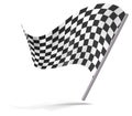 Chequered flag flying. Royalty Free Stock Photo