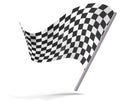 Chequered flag flying.