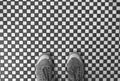 Chequered Floor And Shoes Royalty Free Stock Photo