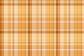 Chequered pattern fabric background, soft seamless textile texture. Tone tartan vector plaid check in orange and light colors Royalty Free Stock Photo