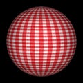 Chequered red fabric sphere black background Royalty Free Stock Photo