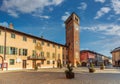 Town hall with and civic tower in Cherasco, Cuneo, Italy