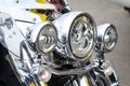 Close-up view of vintage motorcycle headlight Royalty Free Stock Photo