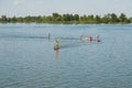 SUP-board race, four participants on water.