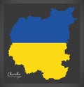 Chernihiv map of Ukraine with Ukrainian national flag illustration