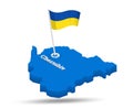 Chernihiv region map with Ukrainian flag