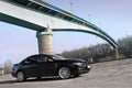 Chernihiv, Ukraine - November 10, 2018: Black Mazda 6 MPS agains