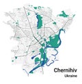 Chernihiv vector map. Detailed map of Chernihiv city administrative area. Cityscape panorama illustration. Road map with highways