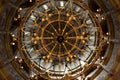 Chernivtsi, Ukraine - August 5, 2021. Dome and chandelier in the Church of the Three Saints of the 19th century Chernivtsi Royalty Free Stock Photo