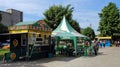 Chernivtsi, Ukraine: A fast food kiosk and beer tent