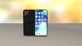 Chernivtsi, Ukraine - July 14, 2020: 3d render of front and back view of iphone 12.