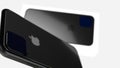 Chernivtsi, Ukraine - July 11, 2019: New Black Apple iPhone 11 mockup lies on the white surface rotated and the same is