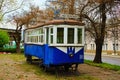 Monument to the first tram in Chernivtsi, installed on the 100th anniversary of public transportation system