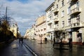 Chernivtsi,Ukraine,Olga Kobylyanska avenue after rain - the only one pedestrian street in town Royalty Free Stock Photo