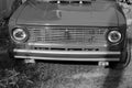 Chernivtsi, Ukraine - September 13, 2018: Old Russian car VAZ 2101. Black and white photo Royalty Free Stock Photo