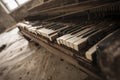 Chernobyl - close-up of an old piano Royalty Free Stock Photo