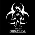 Chernobyl Disaster Liquidator. Tourism in Pripyat. Hero Stalker on Black Background. Signs Radiation and Hazard. Vector