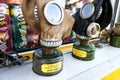 Old soviet gas masks sold as souvenirs on the border of the Chernobyl exclusion zone