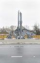 Chernobyl nuclear dissaster firemen monument memorial with cloudy sky