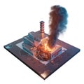 Chernobyl nuclear power plant. Chernobyl disaster catastrophe. 3d isometric illustration isolated on white background