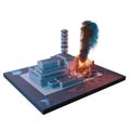 Chernobyl nuclear power plant. Chernobyl disaster catastrophe. 3d isometric illustration isolated on white background