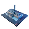 Chernobyl Nuclear Power Plant before the disaster. 3d isometric illustration isolated on white background