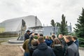 Chernobyl tour in front of nuclear power plant block 4
