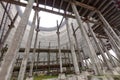 Futuristic view inside of cooling tower of unfinished Chernobyl nuclear power plant Royalty Free Stock Photo