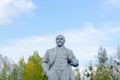 CHERNOBYL, UKRAINE - October 11, 2019 Monument to Lenin in Chornobyl exclusion zone. Radioactive zone in abandoned ghost town