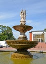 CHERNYAKHOVSK, RUSSIA. Fountain `Three Muses` on Theater Square. Kaliningrad region