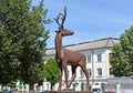 CHERNYAKHOVSK, RUSSIA. Sculpture of a deer in the city park. Kaliningrad region