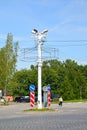 CHERNYAKHOVSK, RUSSIA.Support of Insterburg trolleybus line 1936. Kaliningrad region