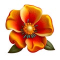 Cherokee Rose Floral Illustration in Vibrant Yellow and Red Hues. Royalty Free Stock Photo