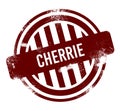 Cherrie - red round grunge button, stamp