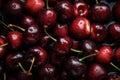 Cherries background top view. Generate Ai