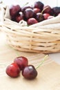 Cherries in basket Royalty Free Stock Photo